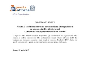 Il comunicato di proroga per professionisti abilitati e Caf