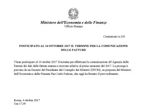 Proroga trasmissione Spesometro I semestre 2017
